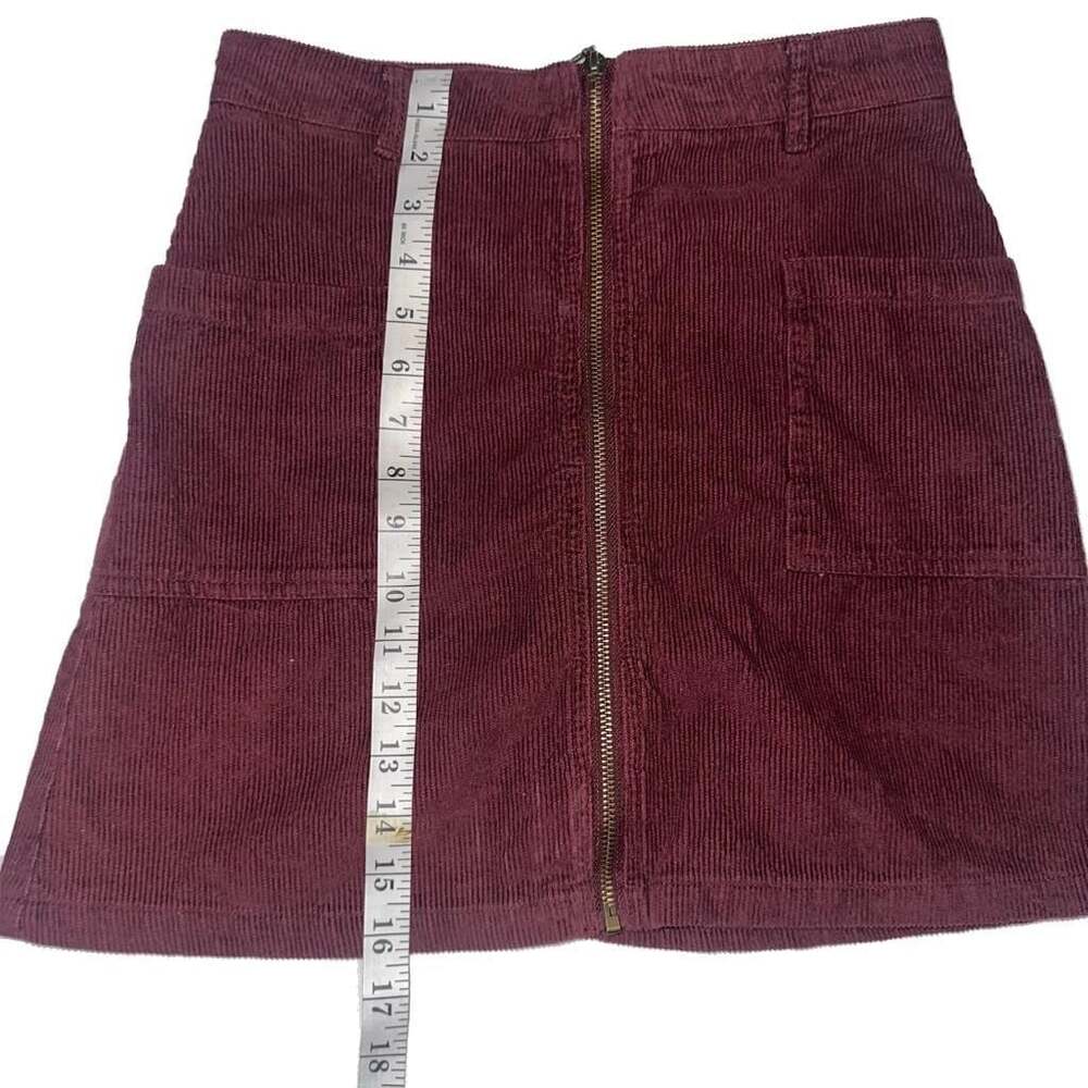 Altar'd State Burgundy Y2k Front-Zip Corduroy Mini Skirt Cottagecore Pockets-S - Picture 3 of 6